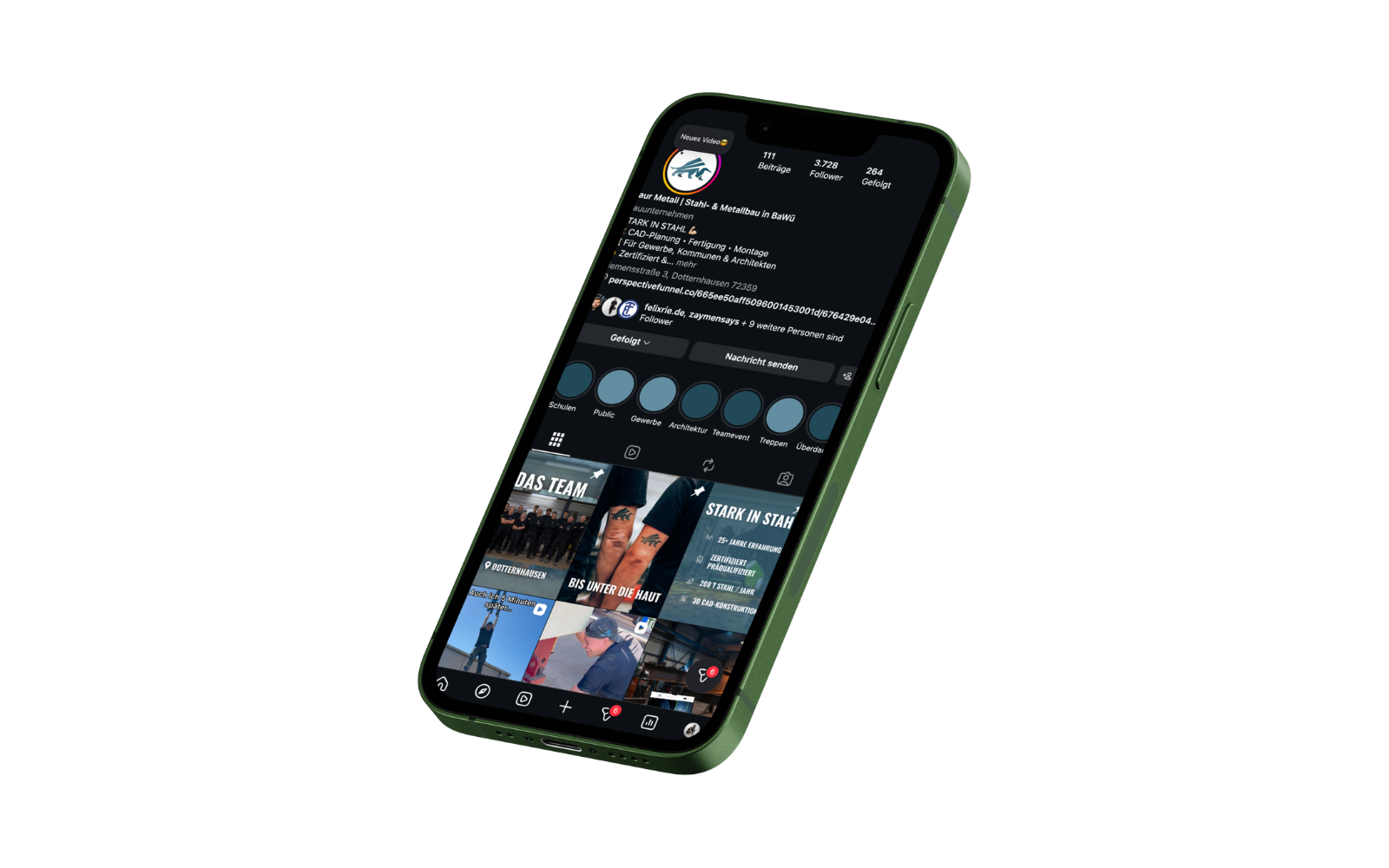 iPhone-Mockup eines Instagram-Profils